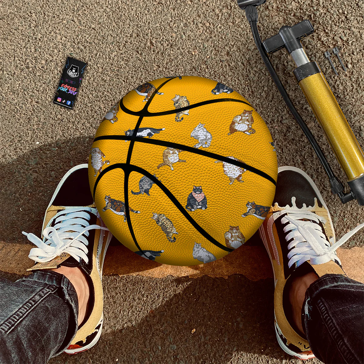 Cute Fat Cat Print Pattern Basketball - Image 2