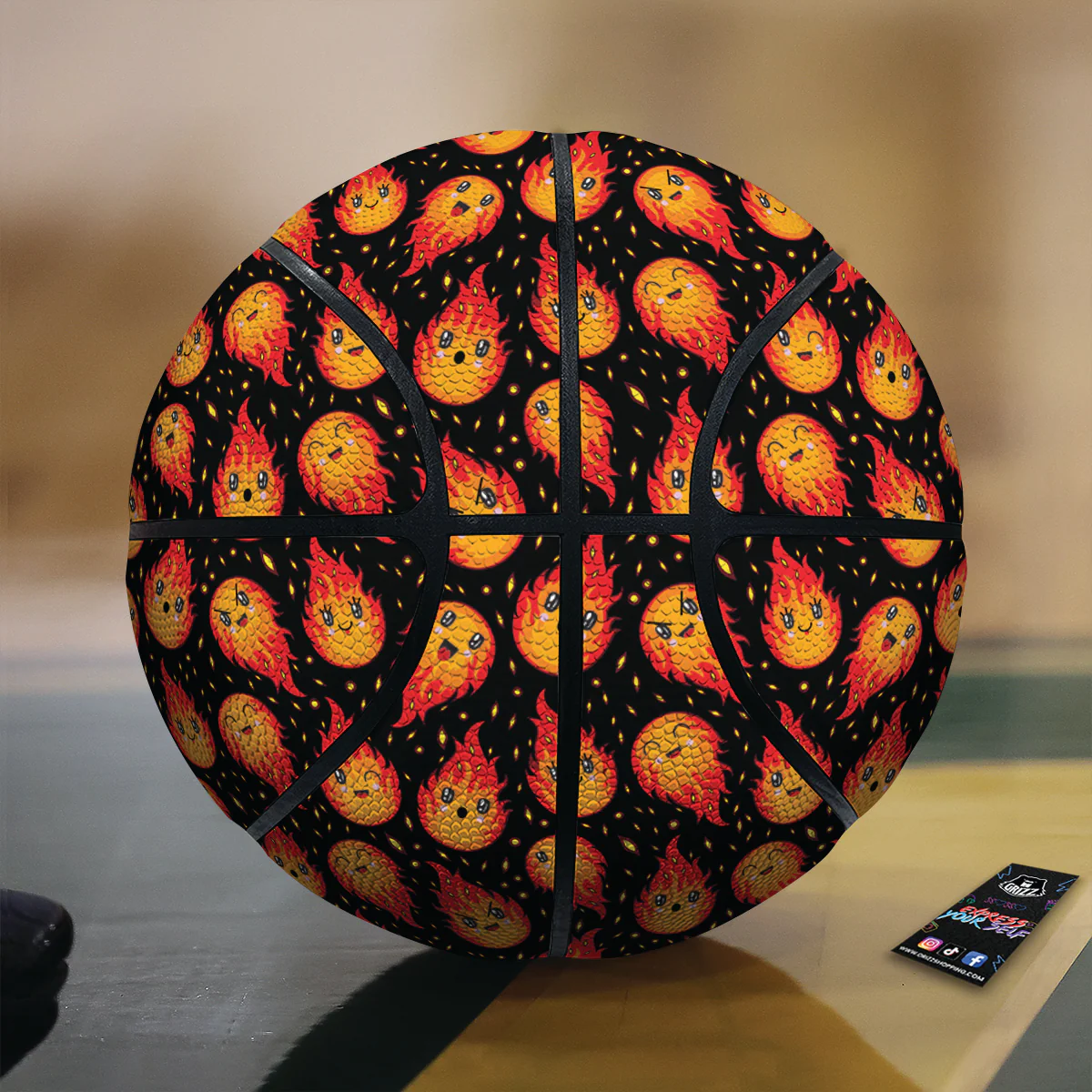 Cute Fire Cartoons Print Pattern Basketball