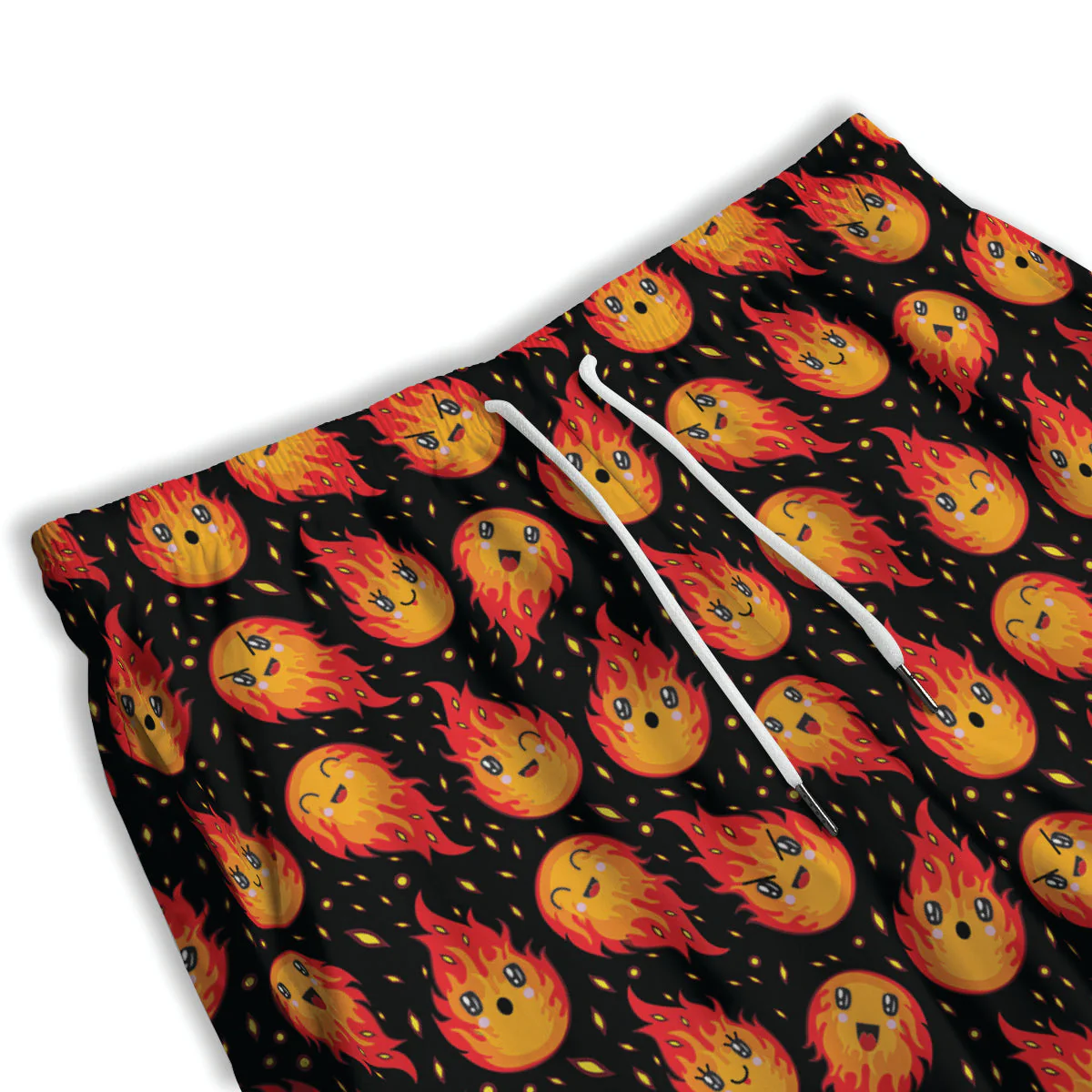 Cute Fire Cartoons Print Pattern Men's Athletic Shorts - Image 3