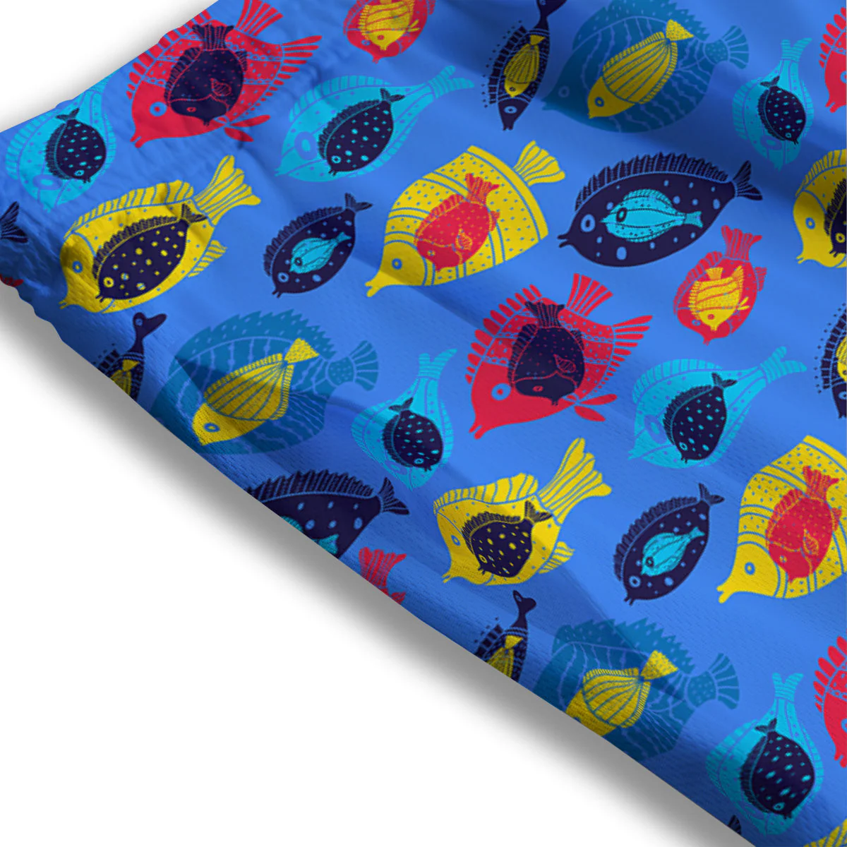 Cute Fish Colorful Blue Print Pattern Mesh Shorts - Image 3