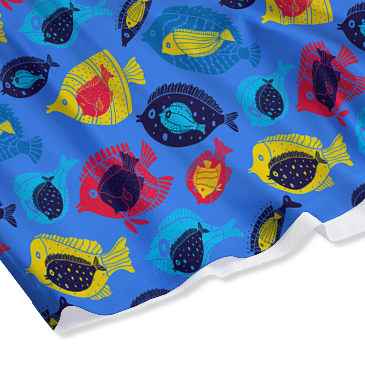 Cute Fish Colorful Blue Print Pattern Mesh Shorts - Image 4