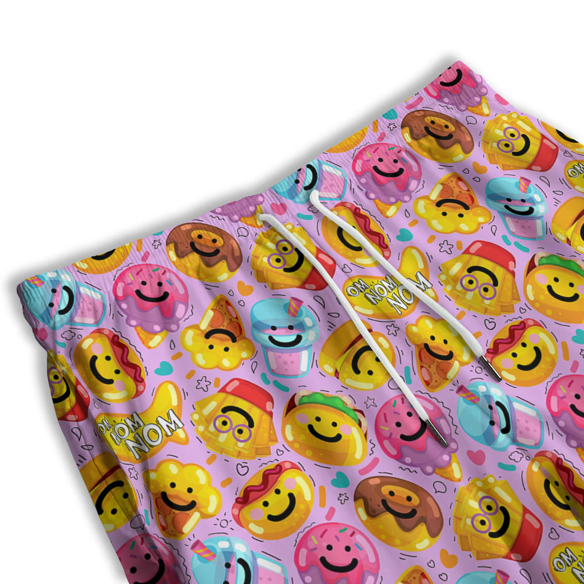 Cute Food Emoji Print Pattern Men's Athletic Shorts - Image 3