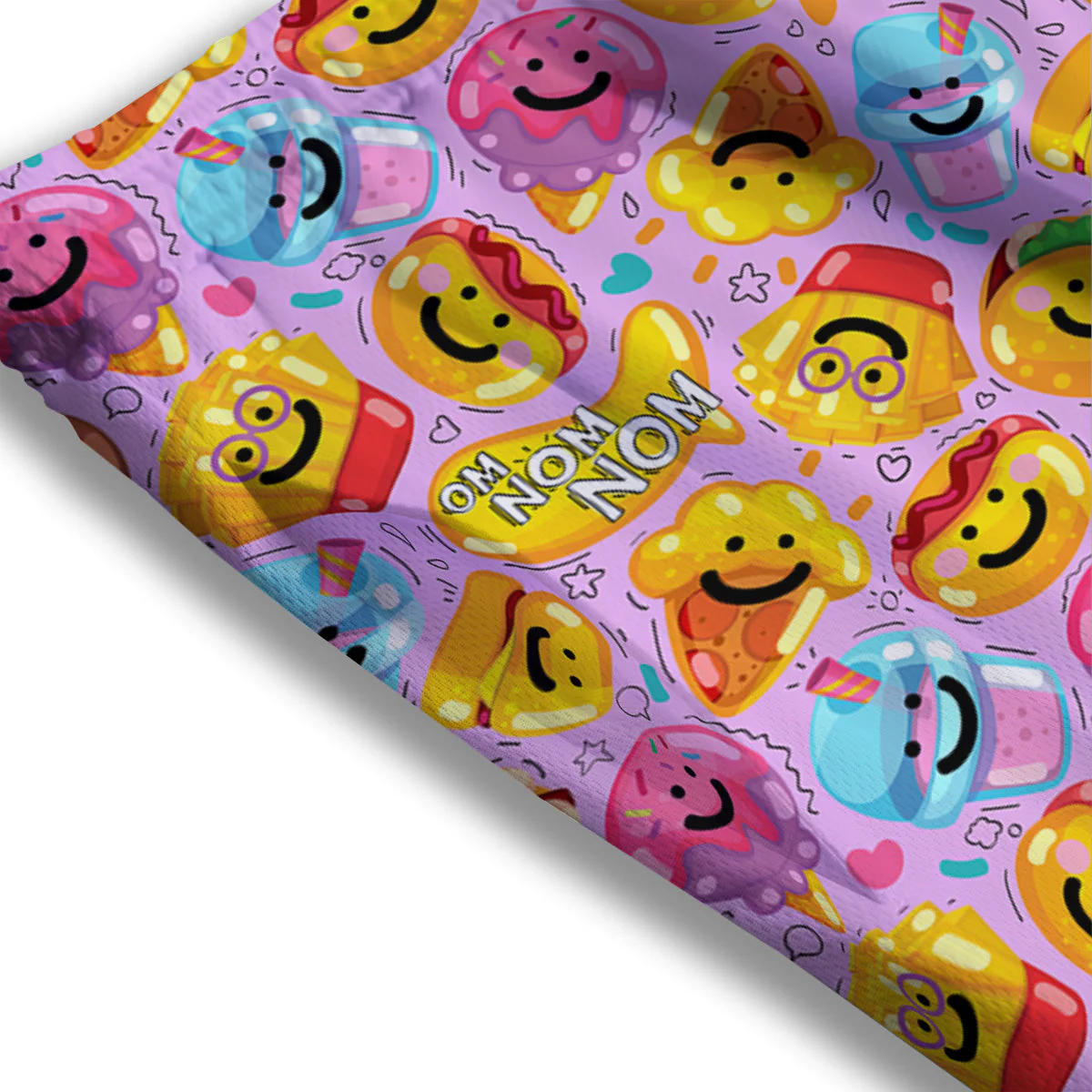 Cute Food Emoji Print Pattern Mesh Shorts - Image 3