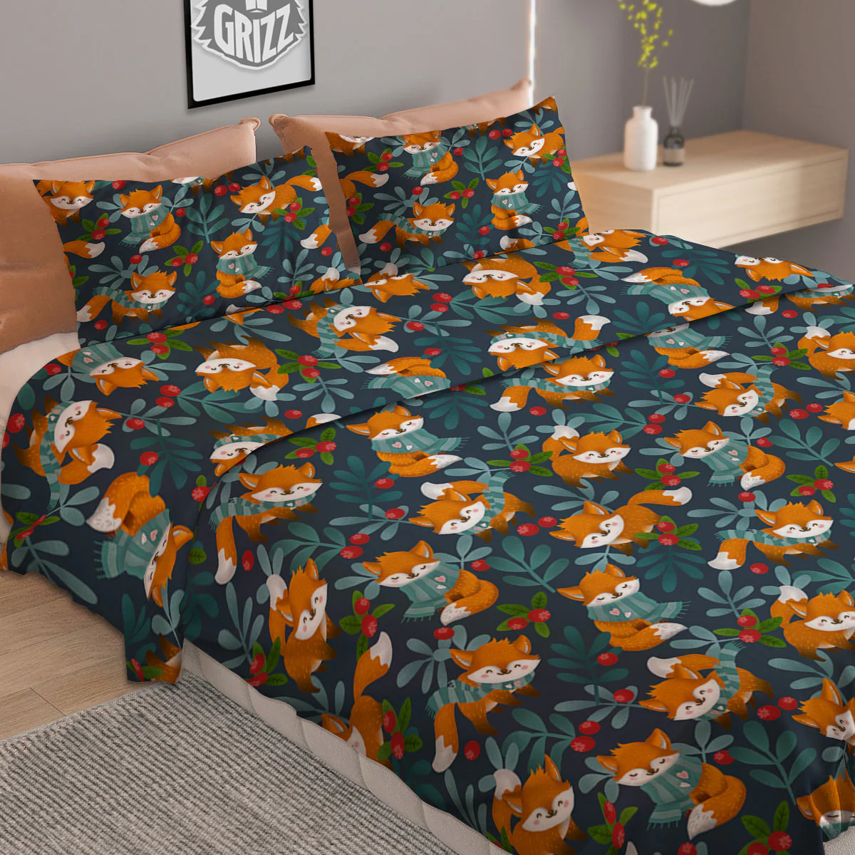 Cute Fox Print Pattern Duvet Cover Bedding Set - Image 2