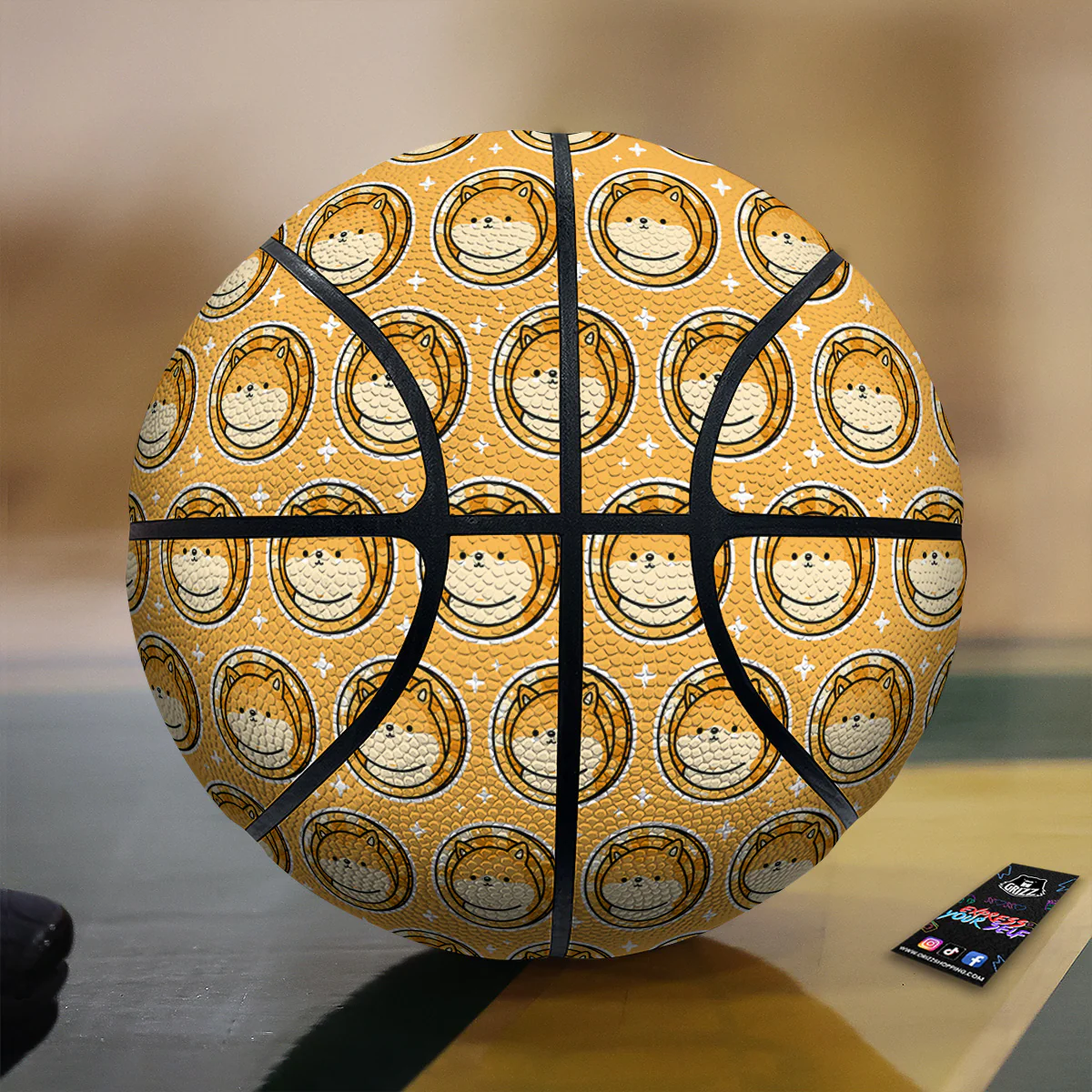 Cute Funny Crypto Dogecoin Print Pattern Basketball