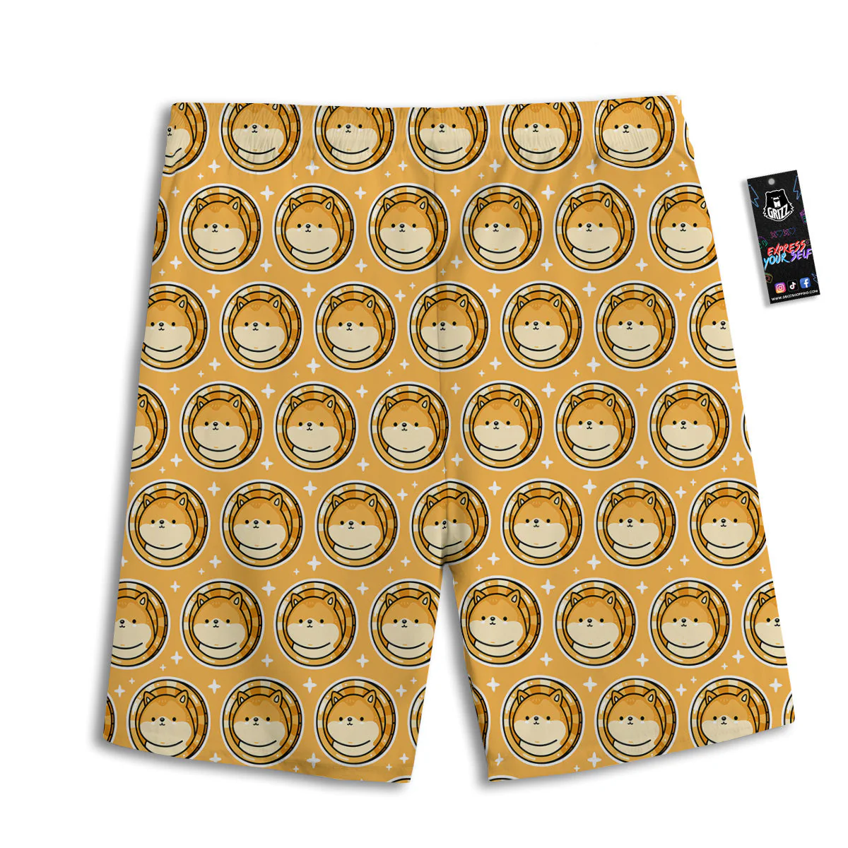 Cute Funny Crypto Dogecoin Print Pattern Men's Athletic Shorts - Image 2