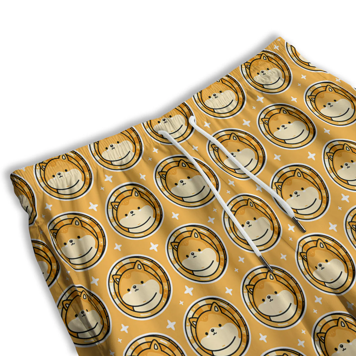 Cute Funny Crypto Dogecoin Print Pattern Men's Athletic Shorts - Image 3