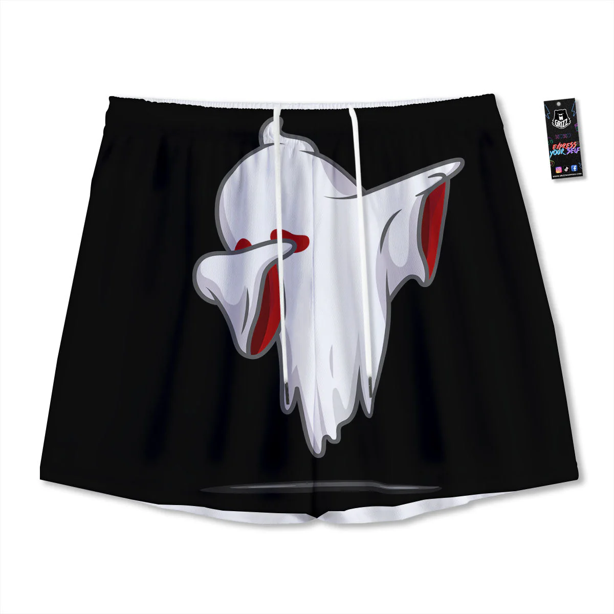 Cute Ghost Dap Print Mesh Shorts