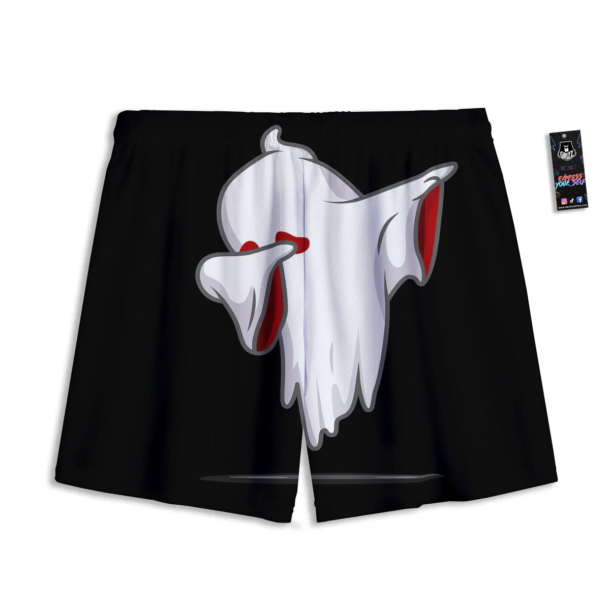 Cute Ghost Dap Print Mesh Shorts - Image 2