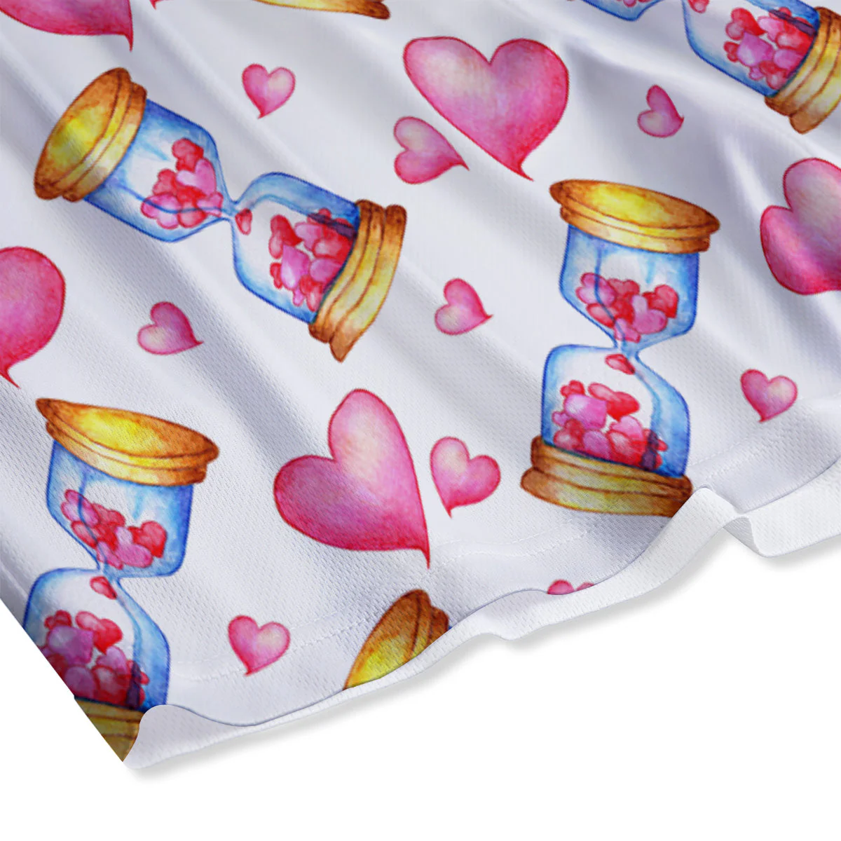 Cute Hourglass Hearts Print Pattern Mesh Shorts - Image 4