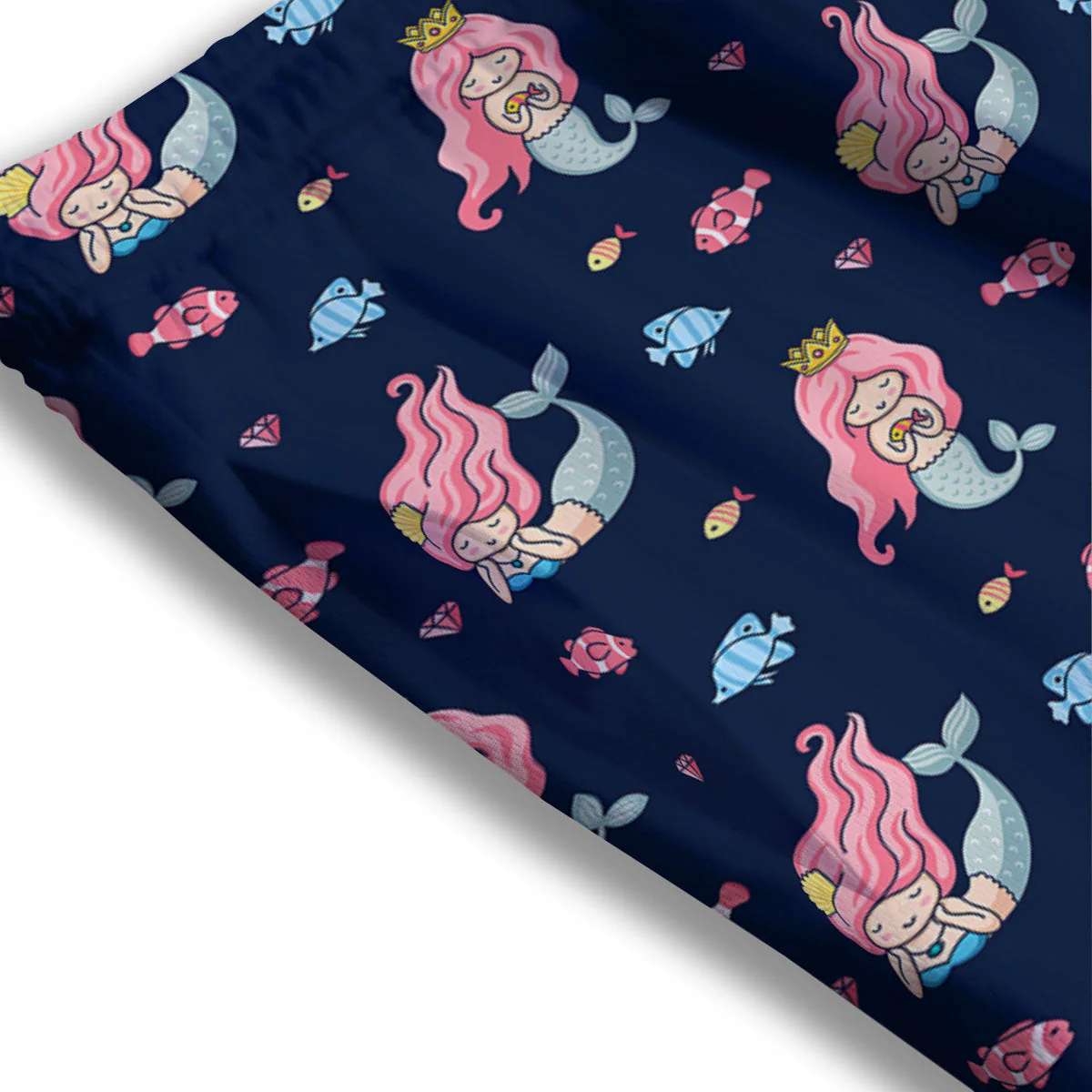 Cute Little Mermaid Print Pattern Mesh Shorts - Image 3