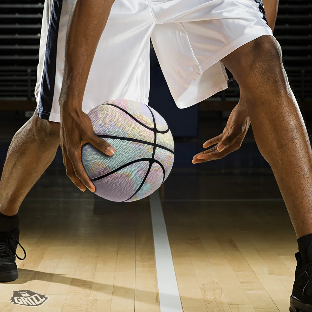 Cute Pastel Gold Marble Print Basketball - Image 3