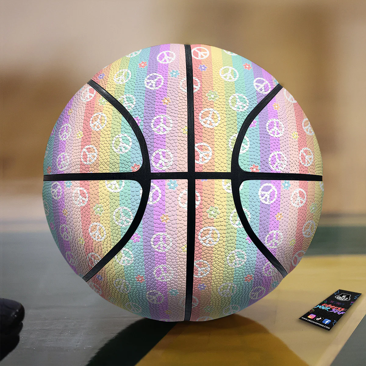 Cute Peace Symbol And Daisy Print Pattern Basketball