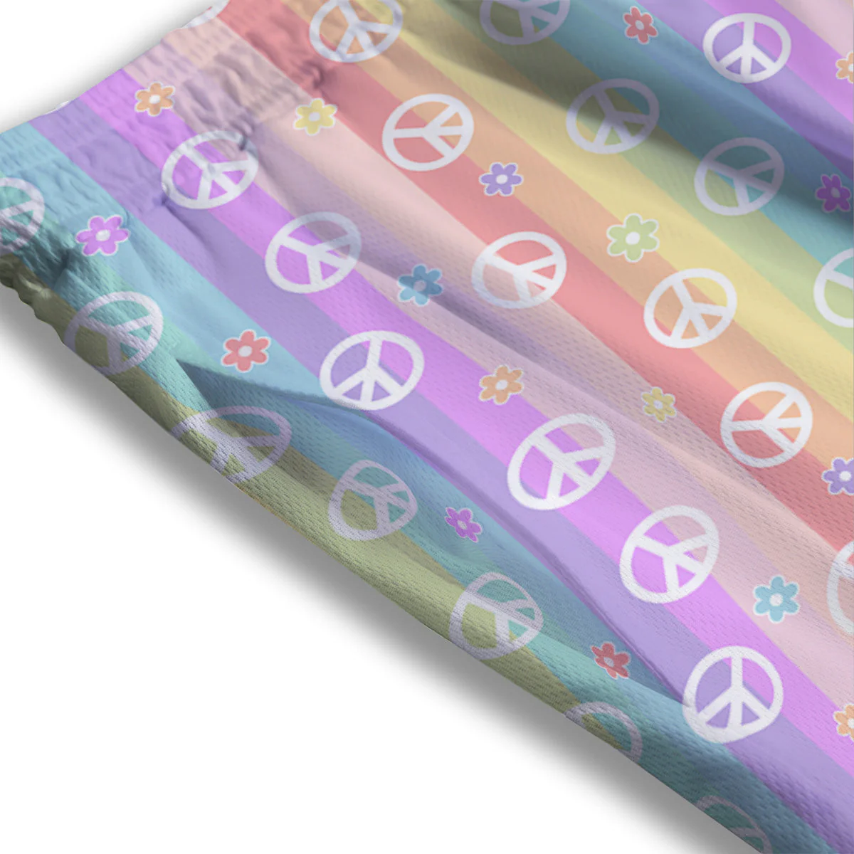 Cute Peace Symbol And Daisy Print Pattern Mesh Shorts - Image 3