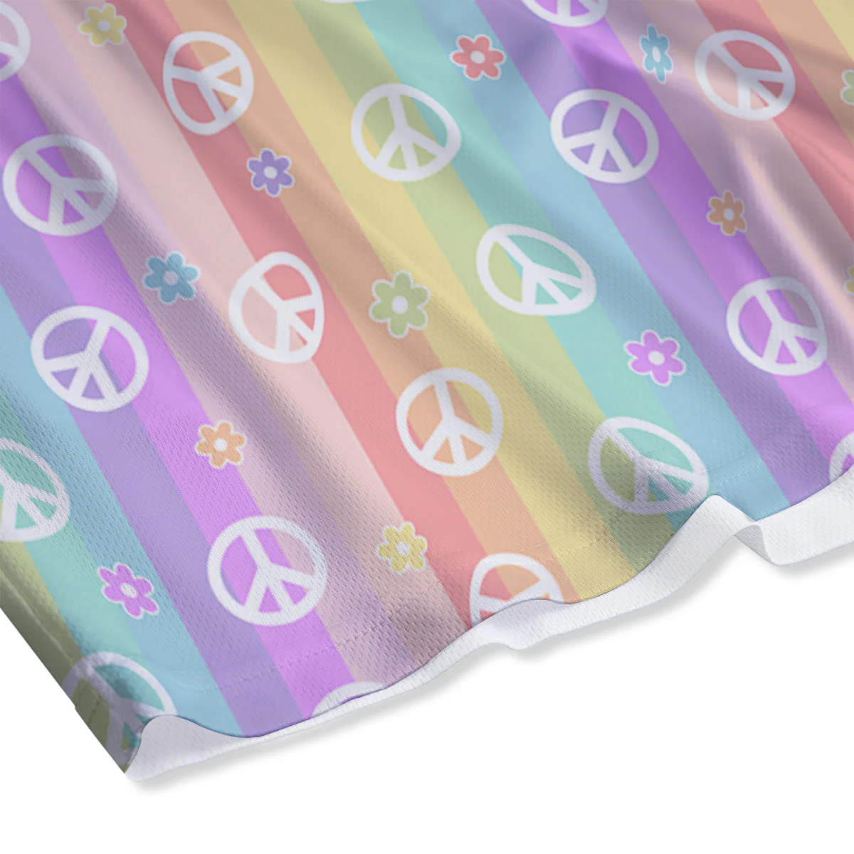 Cute Peace Symbol And Daisy Print Pattern Mesh Shorts - Image 4