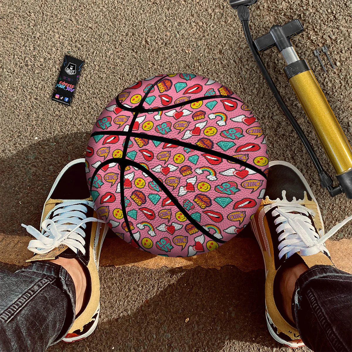 Cute Pink Girl In Pop Art Style Print Pattern Basketball - Image 2