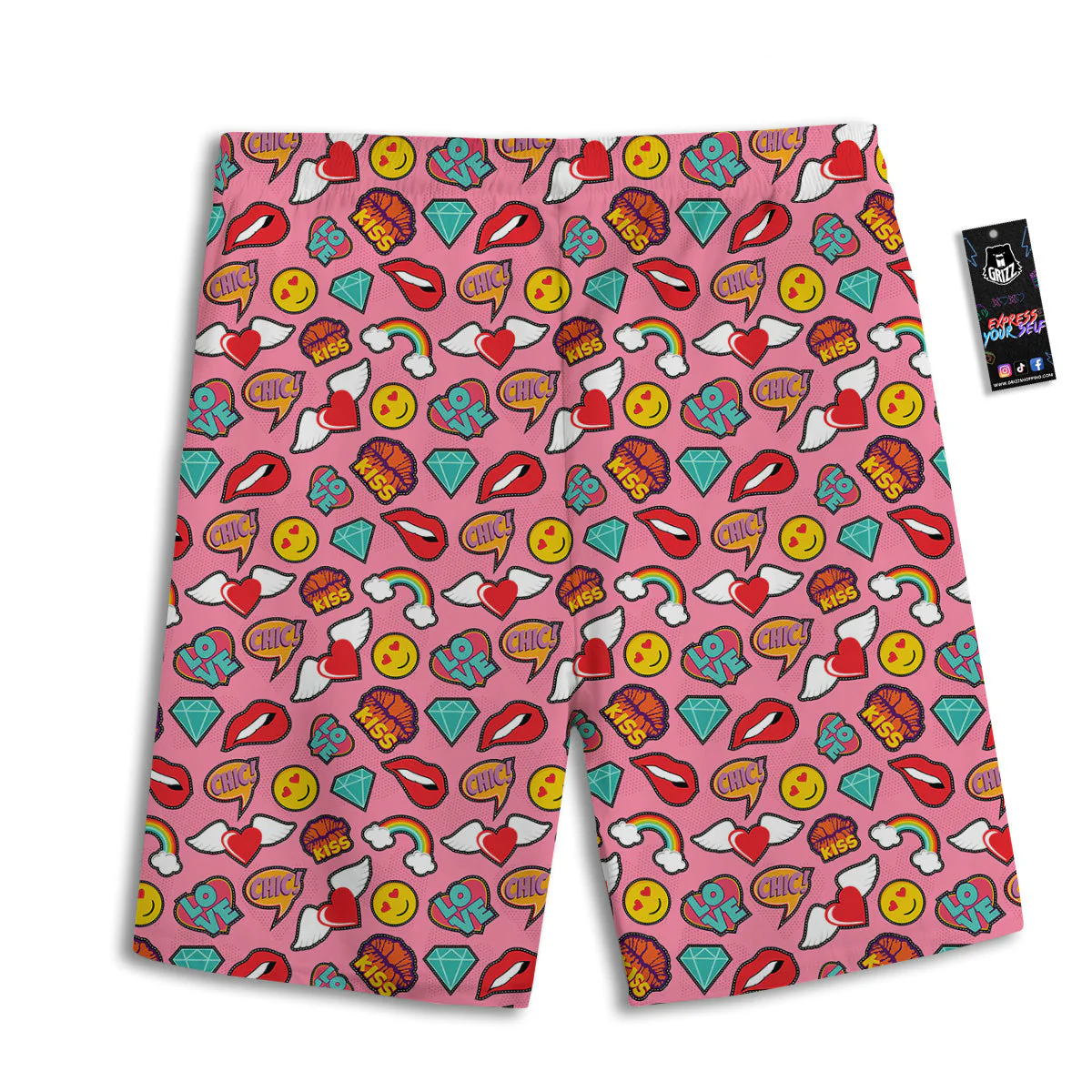 Cute Pink Girl In Pop Art Style Print Pattern Men's Athletic Shorts - Image 2