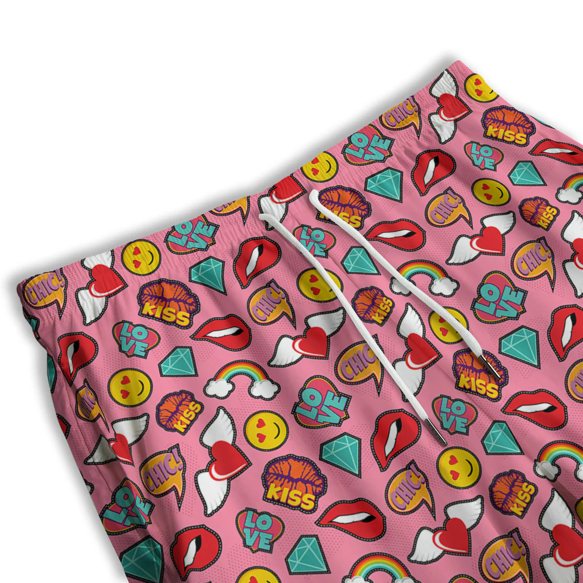 Cute Pink Girl In Pop Art Style Print Pattern Men's Athletic Shorts - Image 3