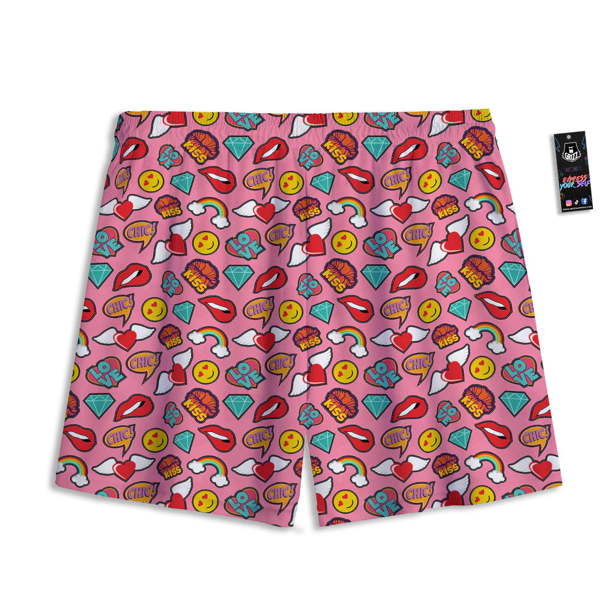 Cute Pink Girl In Pop Art Style Print Pattern Mesh Shorts - Image 2
