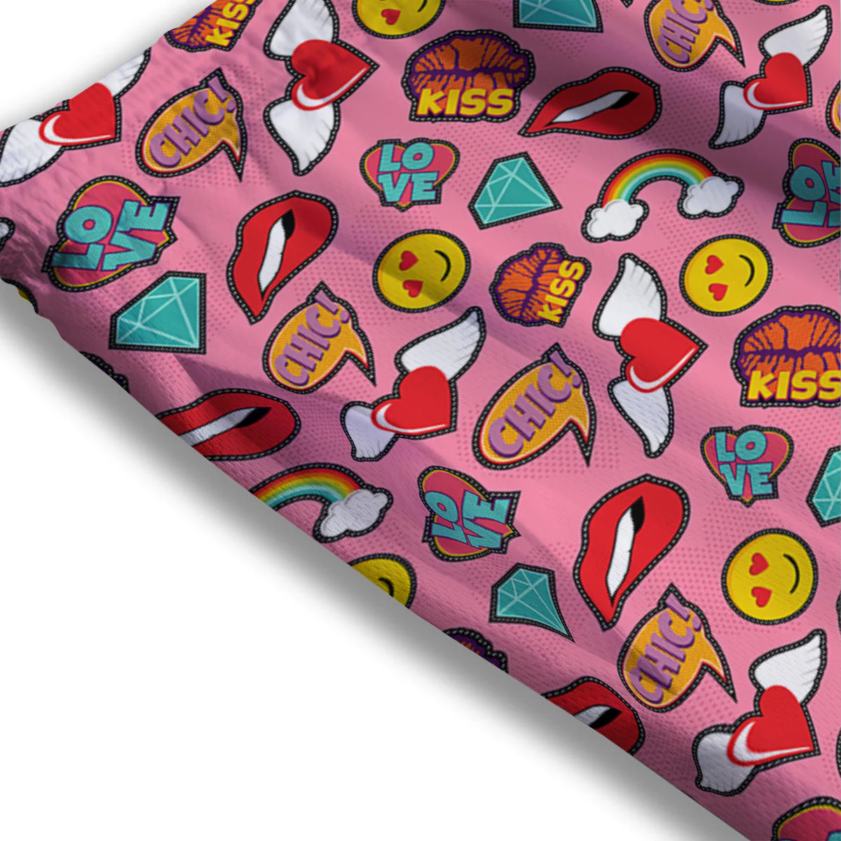 Cute Pink Girl In Pop Art Style Print Pattern Mesh Shorts - Image 3