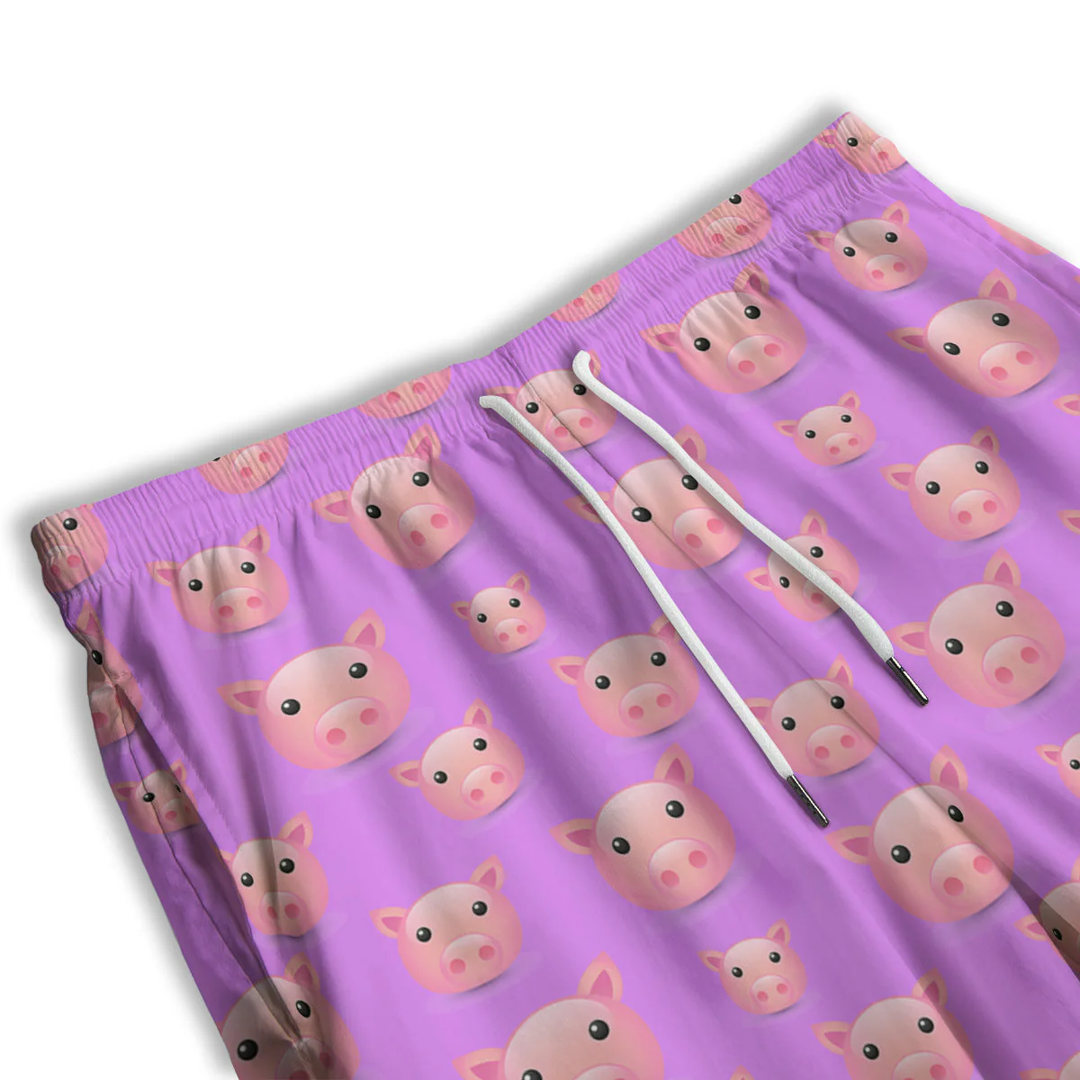 Cute Pink Pig Face Emoji Print Pattern Men's Athletic Shorts - Image 3