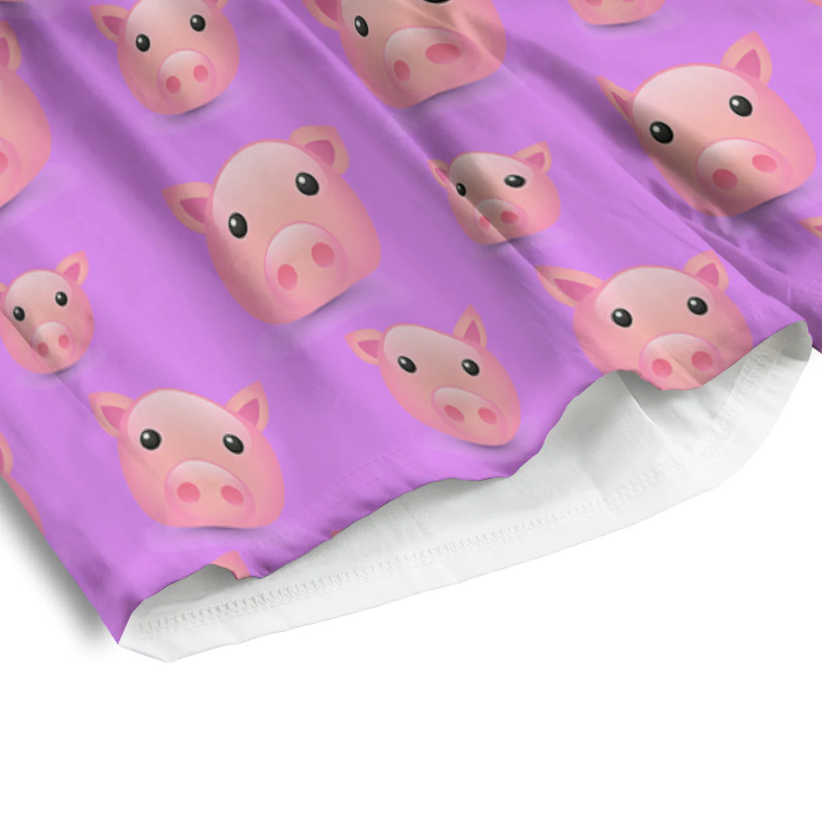 Cute Pink Pig Face Emoji Print Pattern Men's Athletic Shorts - Image 4