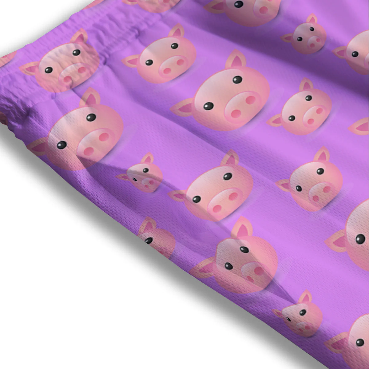Cute Pink Pig Face Emoji Print Pattern Mesh Shorts - Image 3