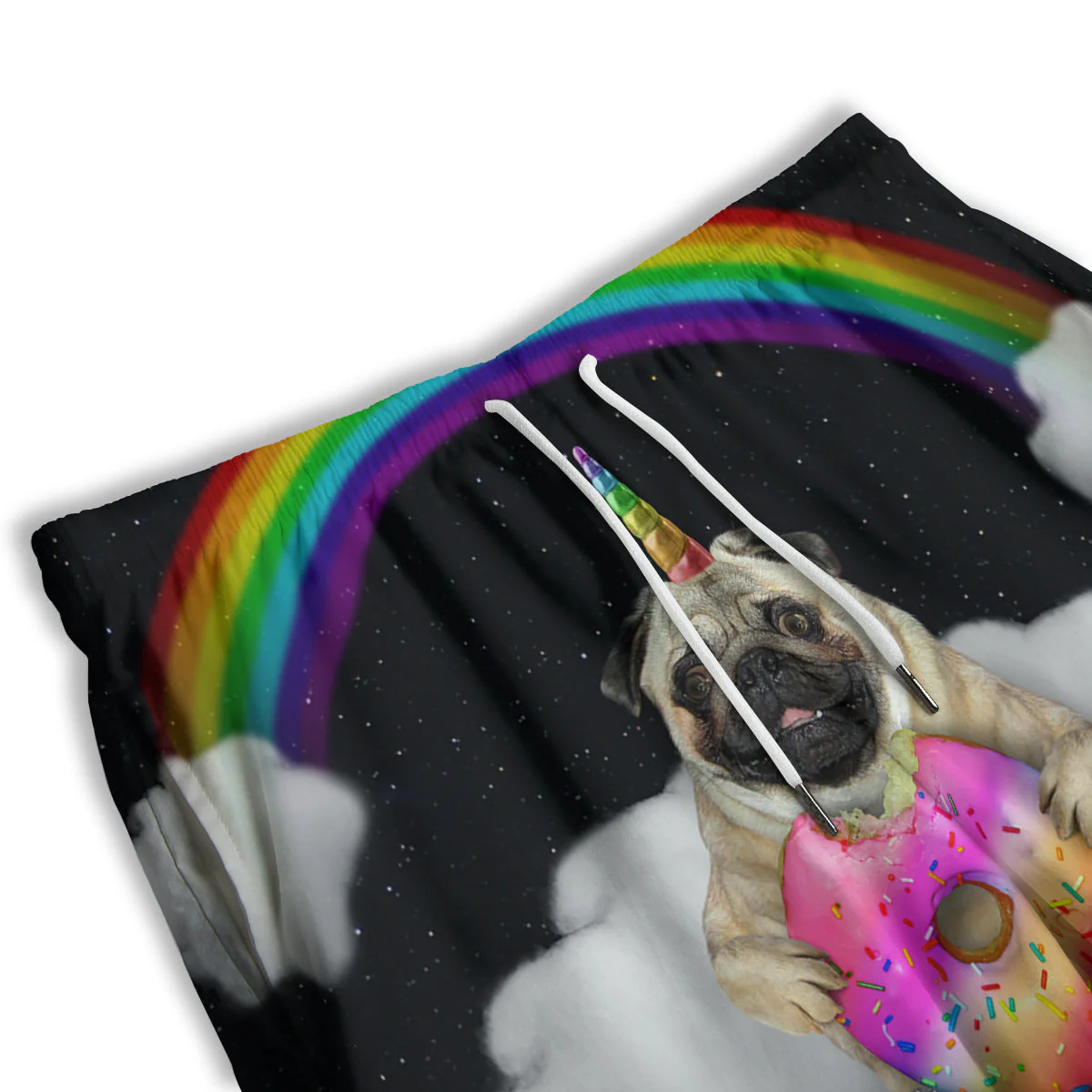 Cute Pug Unicorn Print Men's Athletic Shorts - Image 3