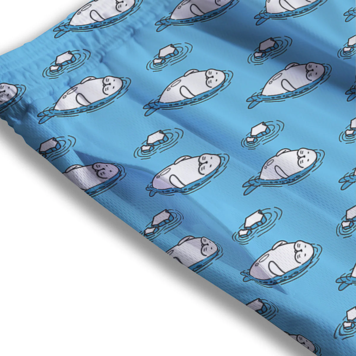 Cute Seal Swim Print Pattern Mesh Shorts - Image 3