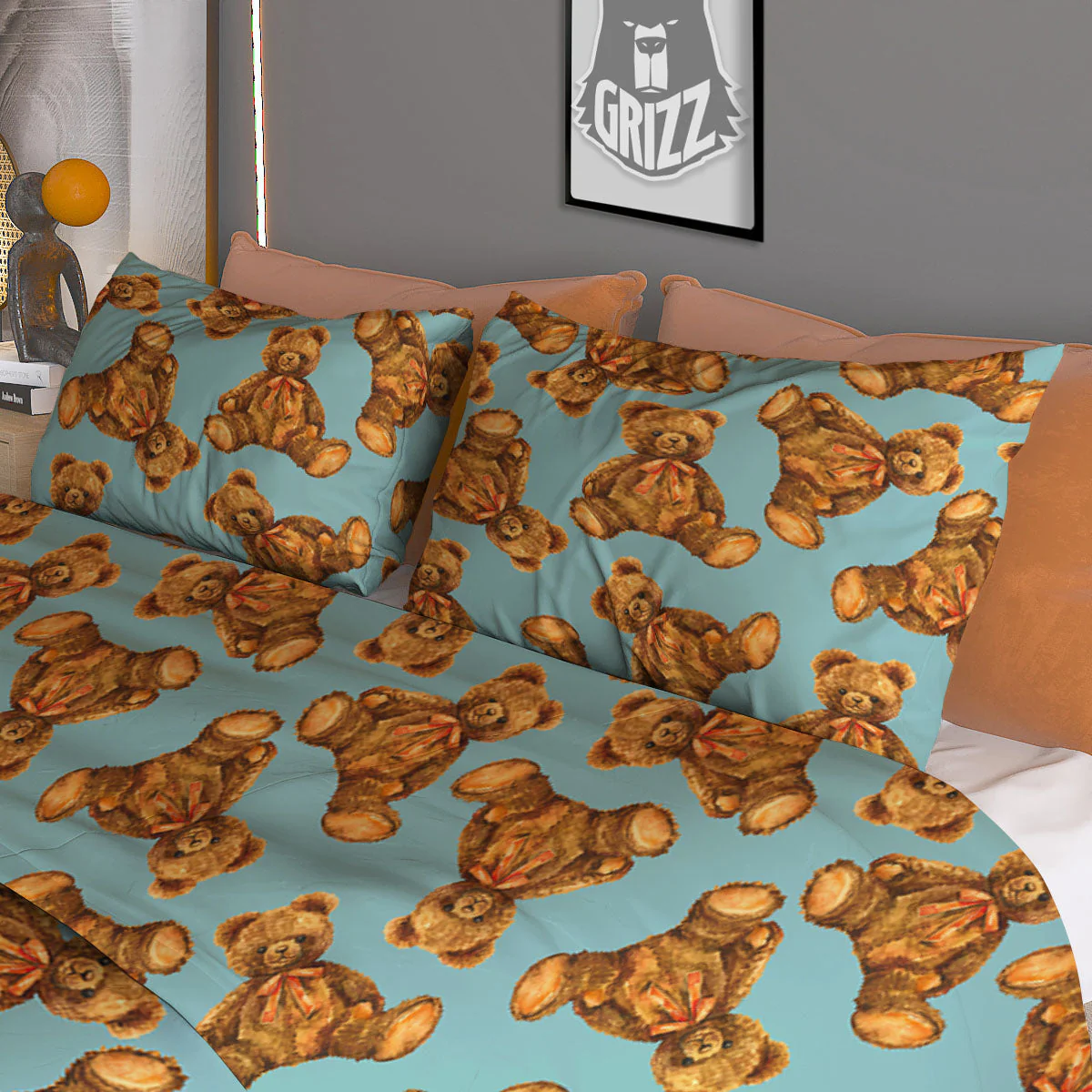 Cute Teddy Bear Print Pattern Duvet Cover Bedding Set - Image 3