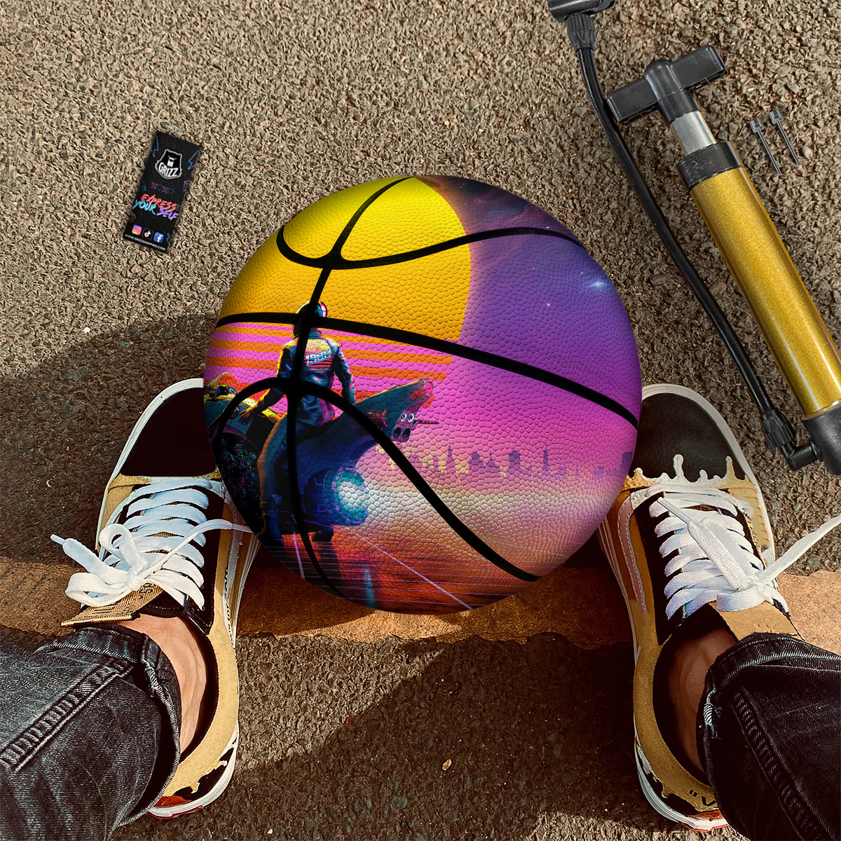 Cyberpunk Biker Print Basketball - Image 2