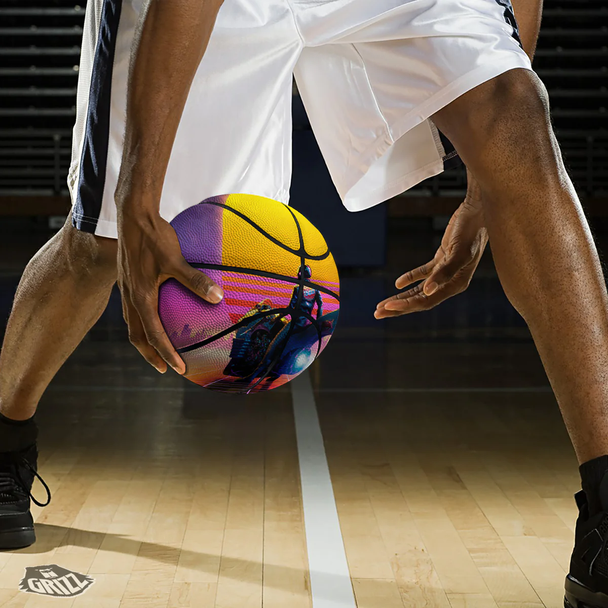 Cyberpunk Biker Print Basketball - Image 3