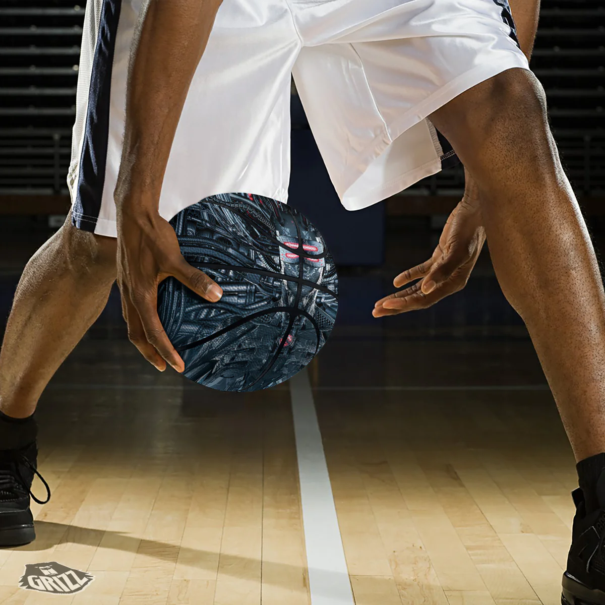 Cyborg Cyberpunk Print Basketball - Image 3