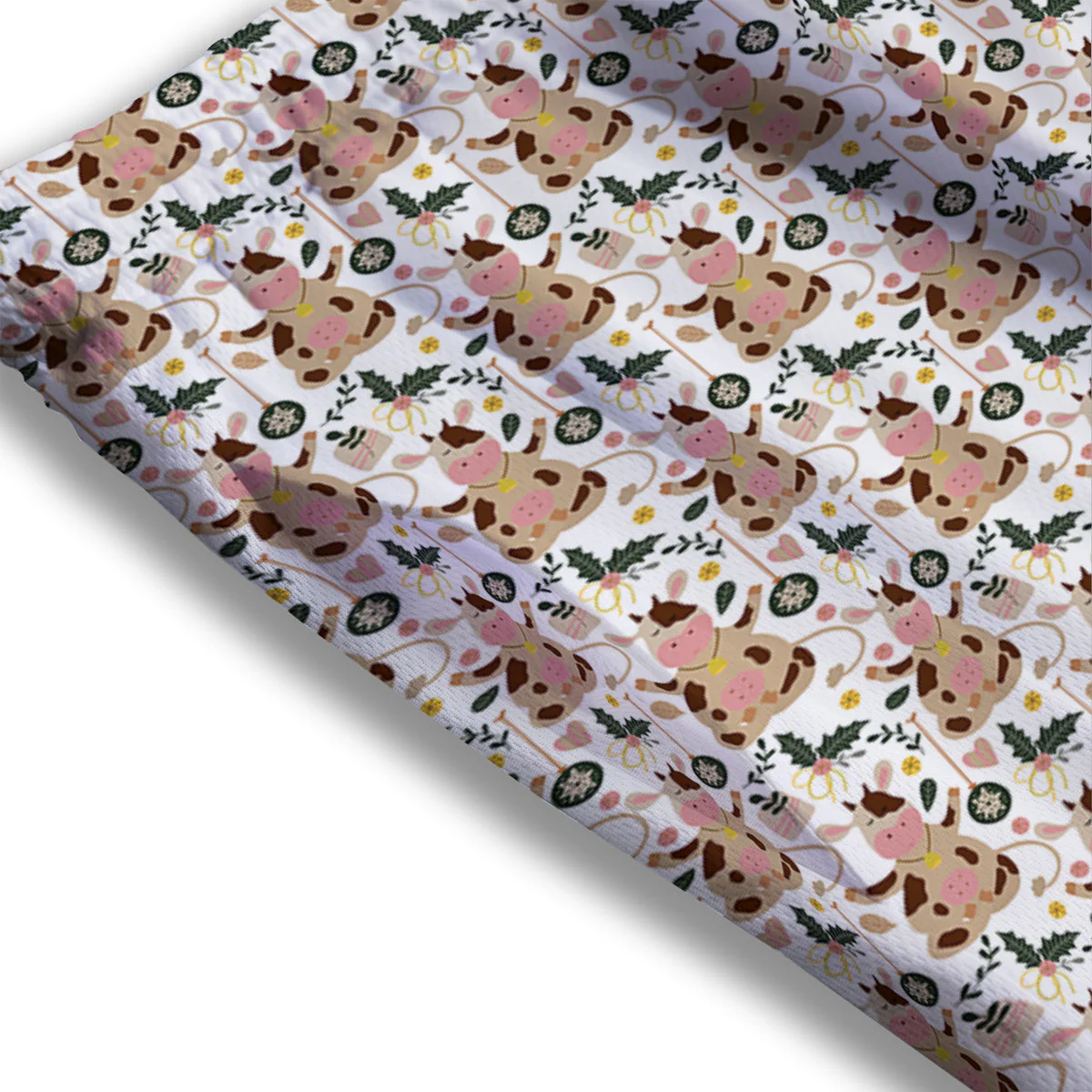 Dairy Cow Cartoon Happy Print Pattern Mesh Shorts - Image 3
