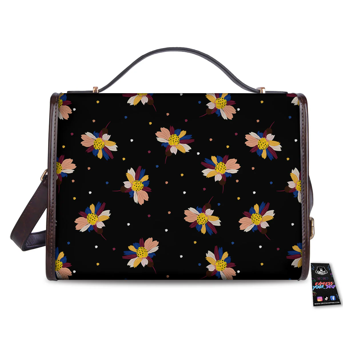 Daisy Floral Polka Dot Print Pattern Women's Satchel Bag - Image 2