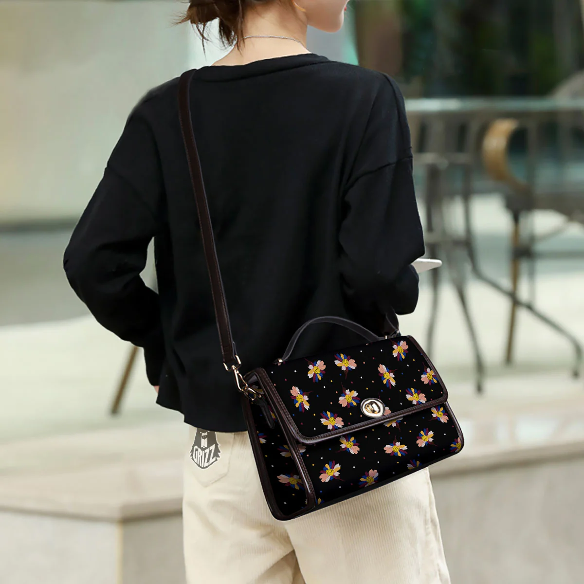 Daisy Floral Polka Dot Print Pattern Women's Satchel Bag - Image 3