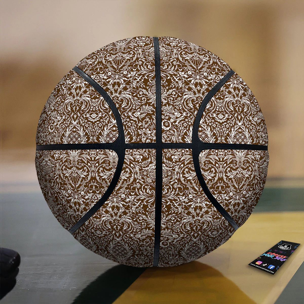 Damask Brown Print Pattern Basketball