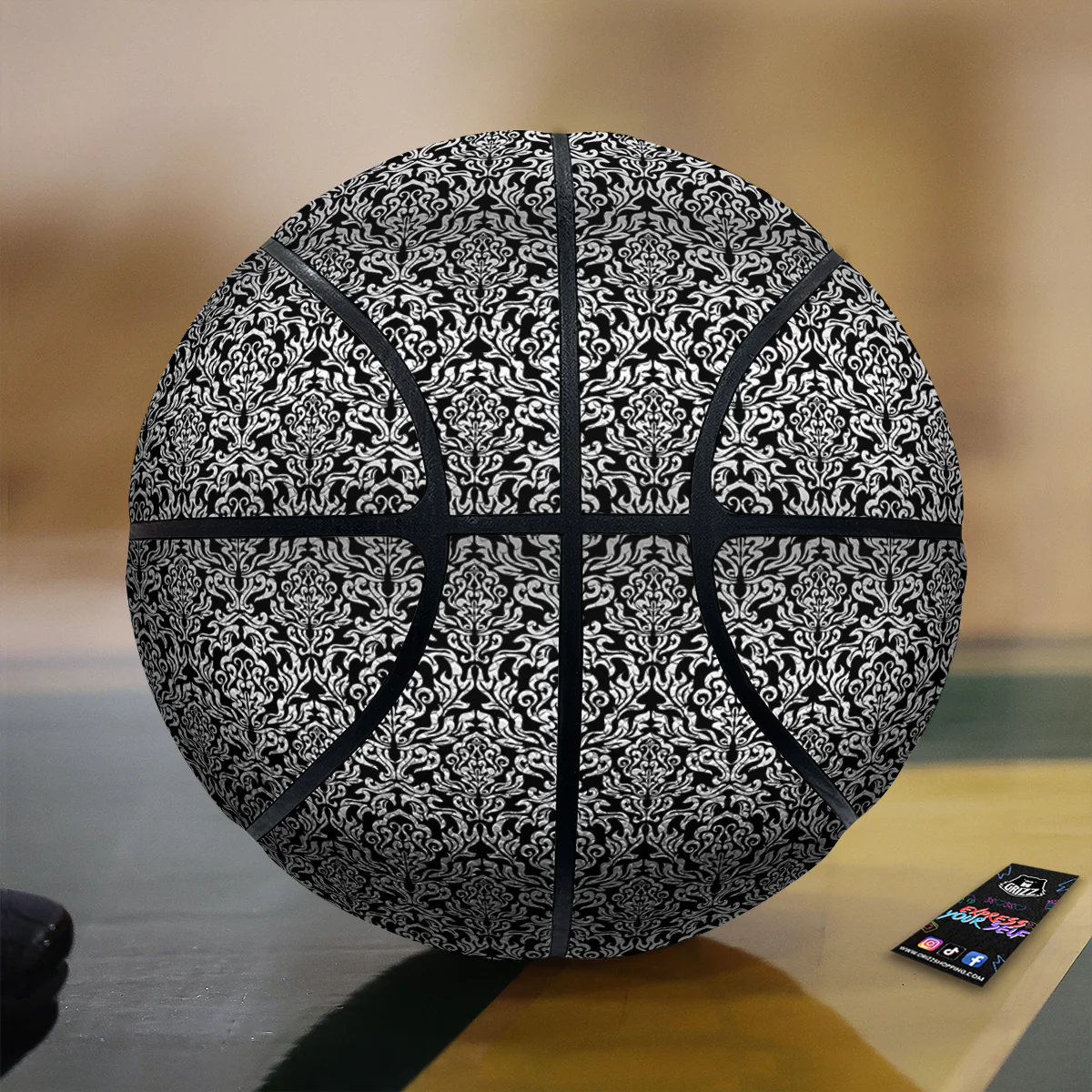 Damask Floral Black Western Print Basketball