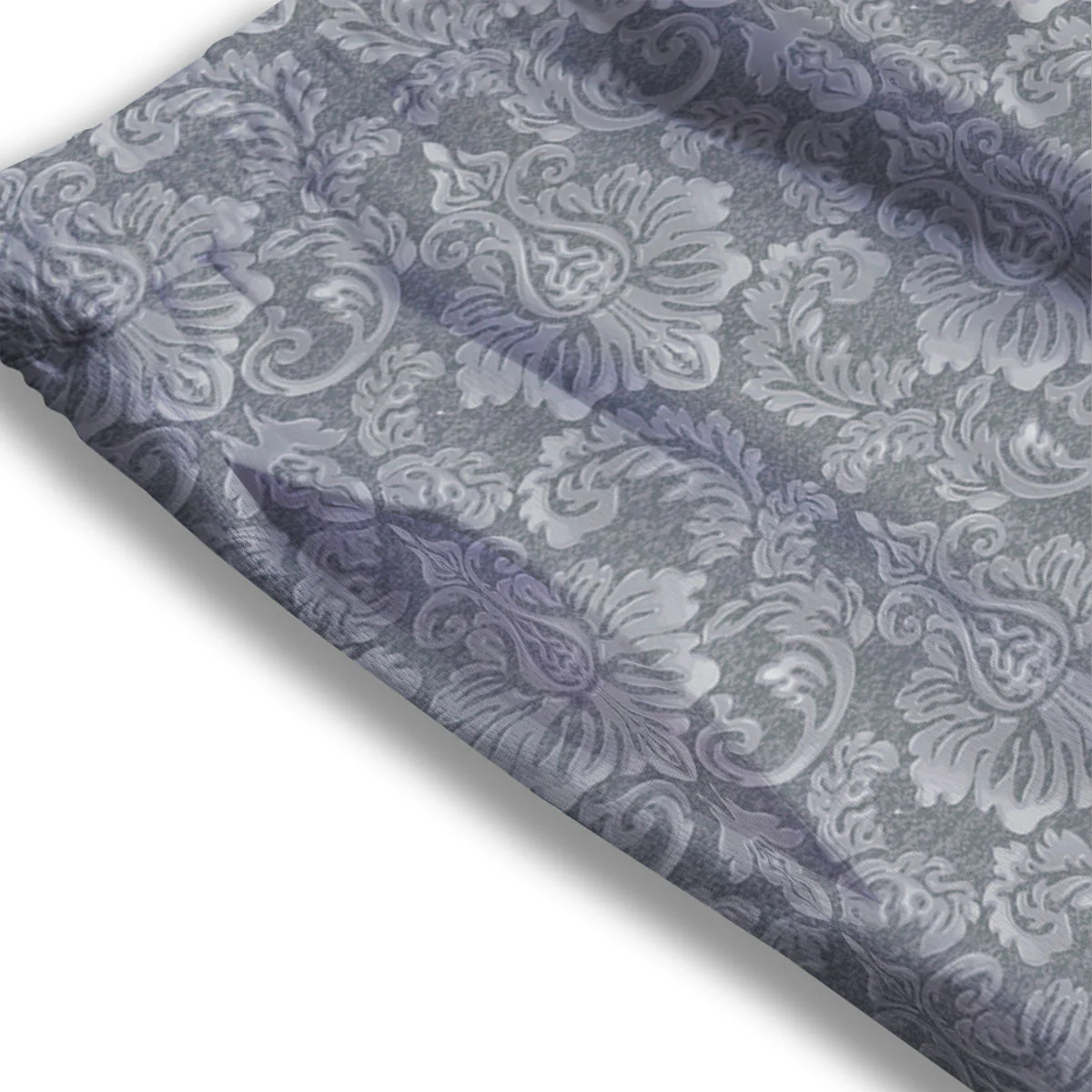 Damask Grey Print Pattern Mesh Shorts - Image 3