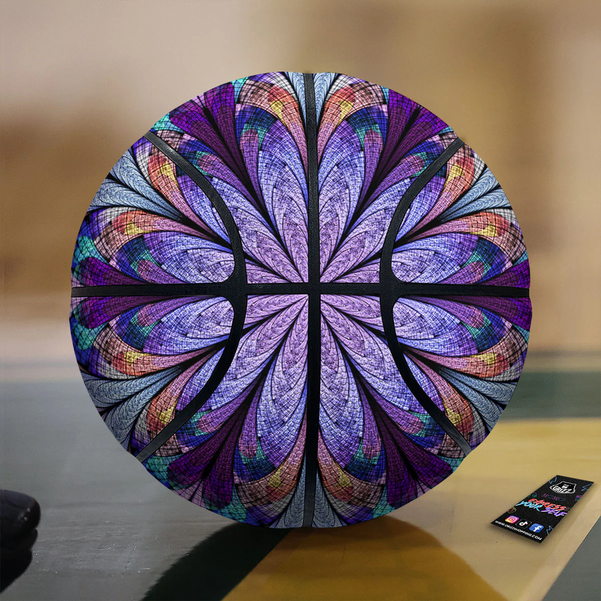 Dark Mandala Teal And Purple Print Basketball