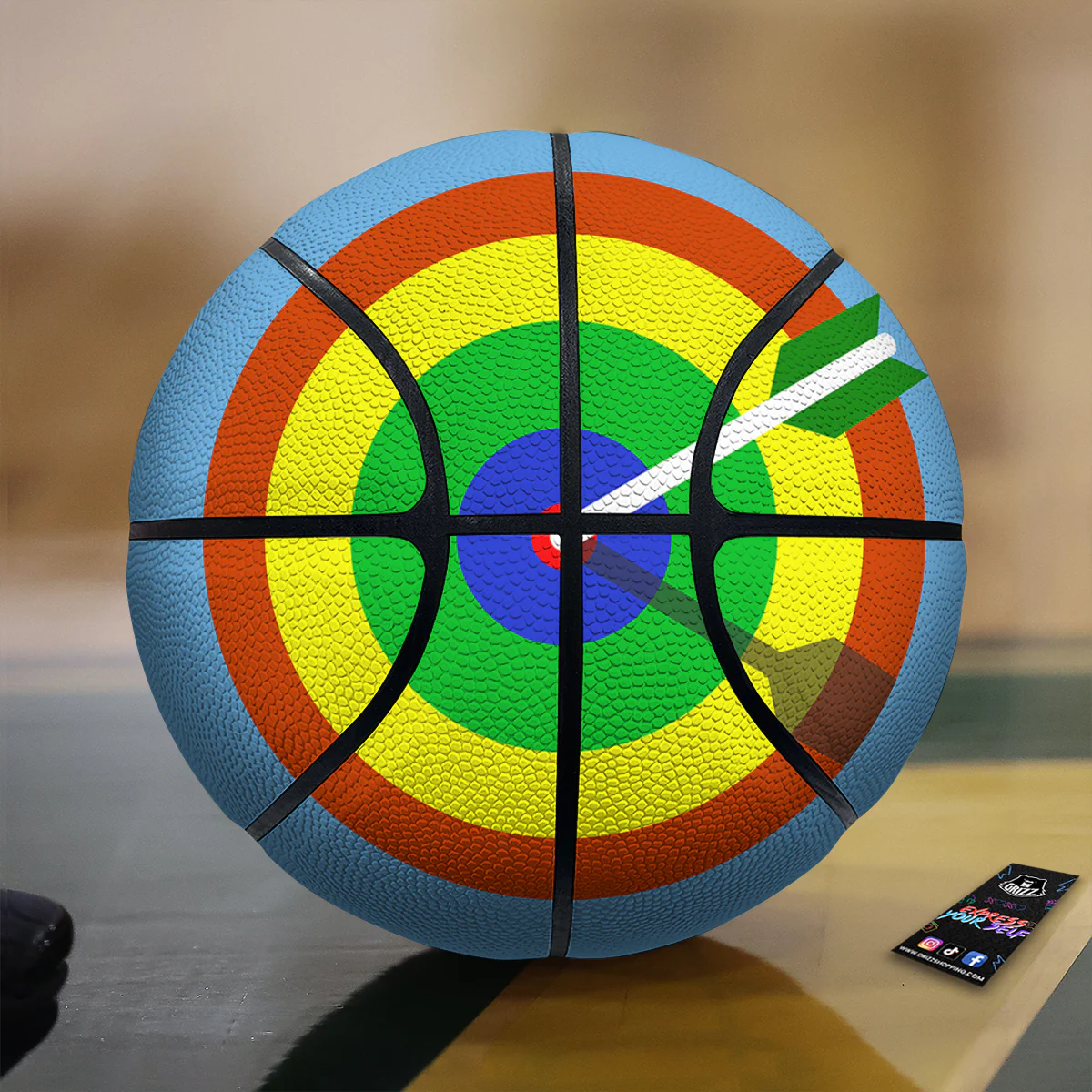 Dartboard And Colorful Darts Print Basketball