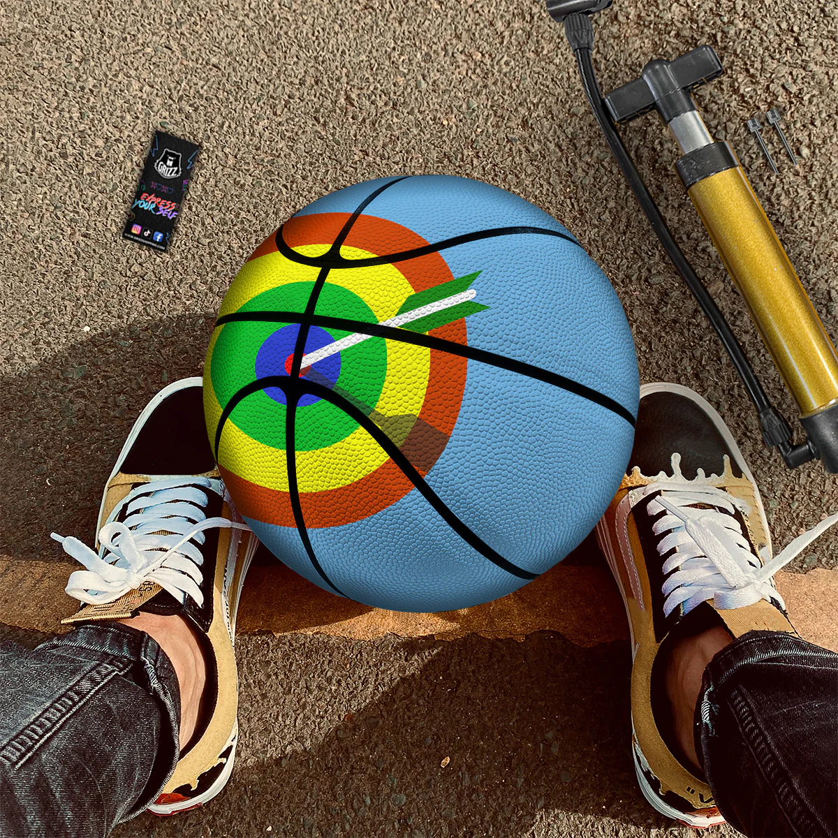 Dartboard And Colorful Darts Print Basketball - Image 2
