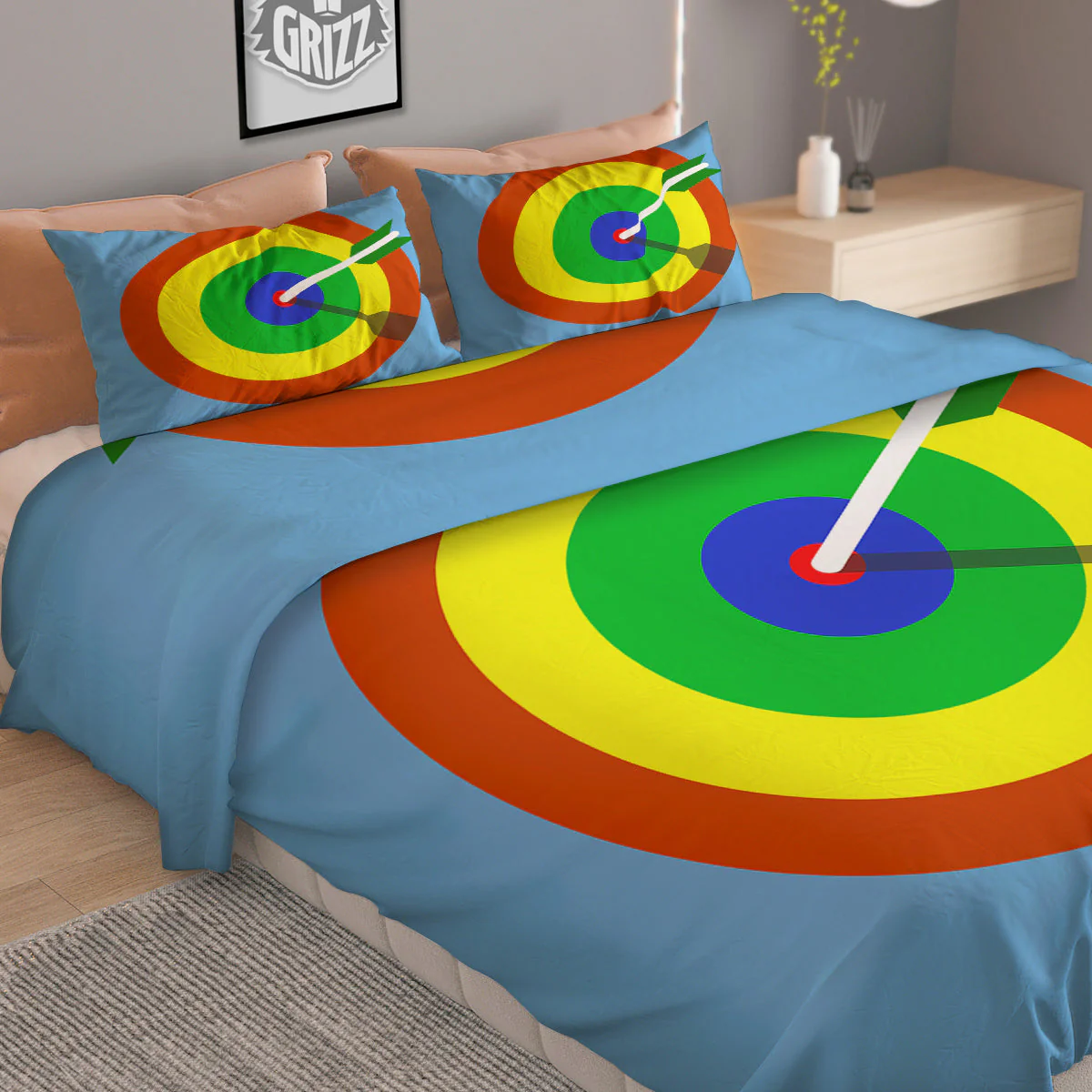 Dartboard And Colorful Darts Print Duvet Cover Bedding Set - Image 2