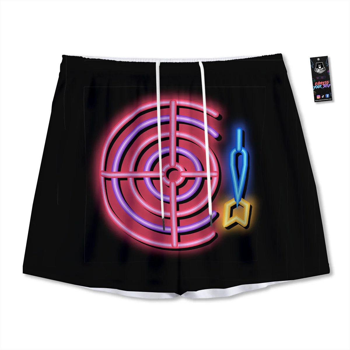 Darts Bar Lights Sign Print Mesh Shorts