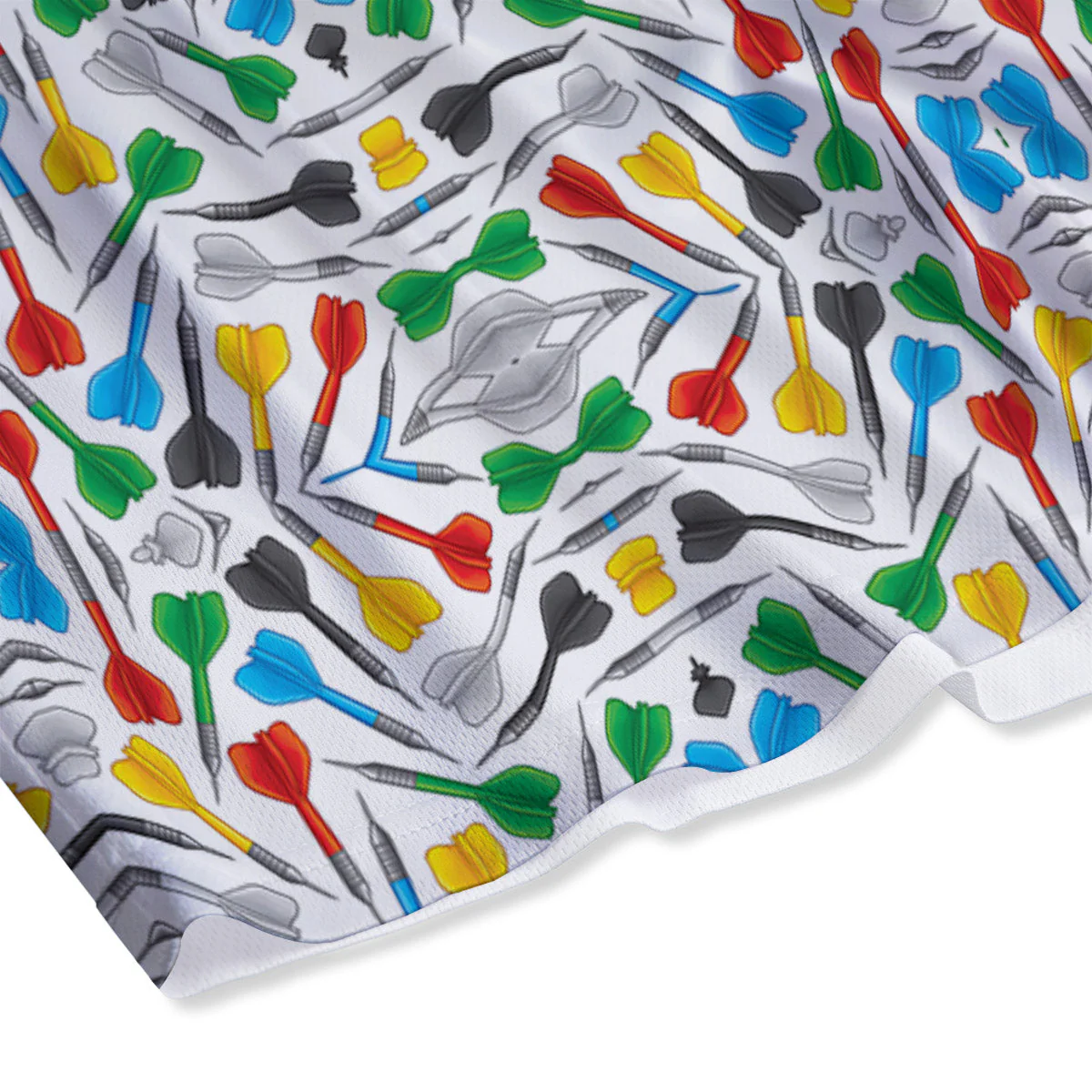 Darts Colorful Print Pattern Mesh Shorts - Image 4