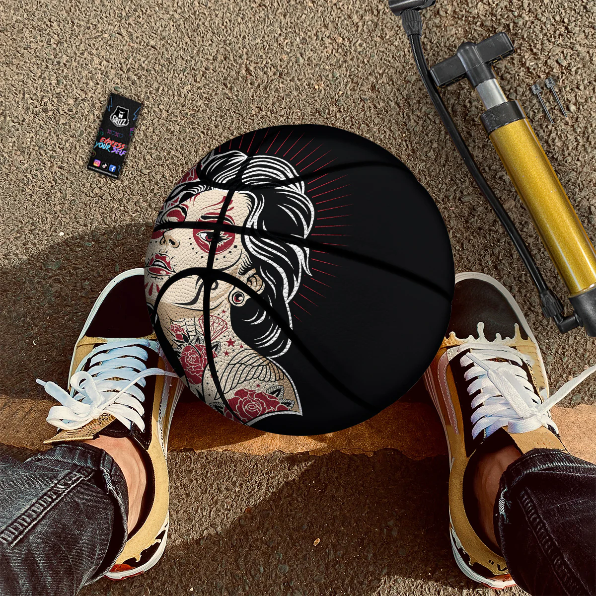 Day of The Dead Calavera Girl Print Basketball - Image 2
