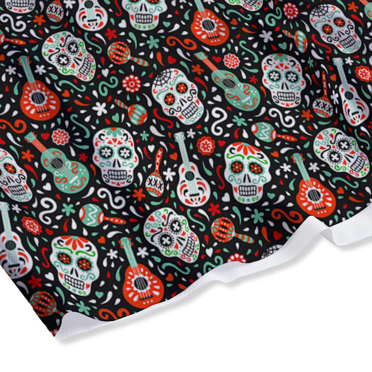 Day Of The Dead Calaveras Print Pattern Mesh Shorts - Image 4