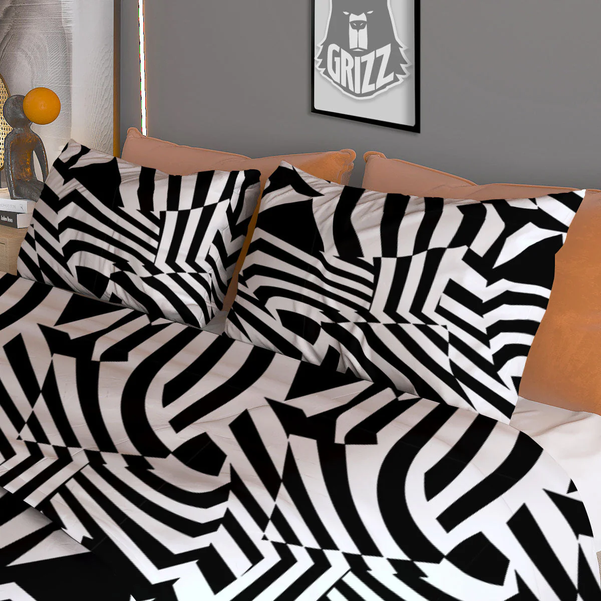 Dazzle White And Black Print Pattern Duvet Cover Bedding Set - Image 3