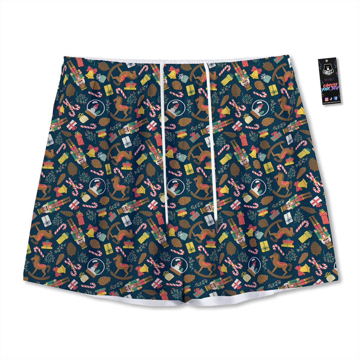 Decorations Christmas Print Pattern Mesh Shorts