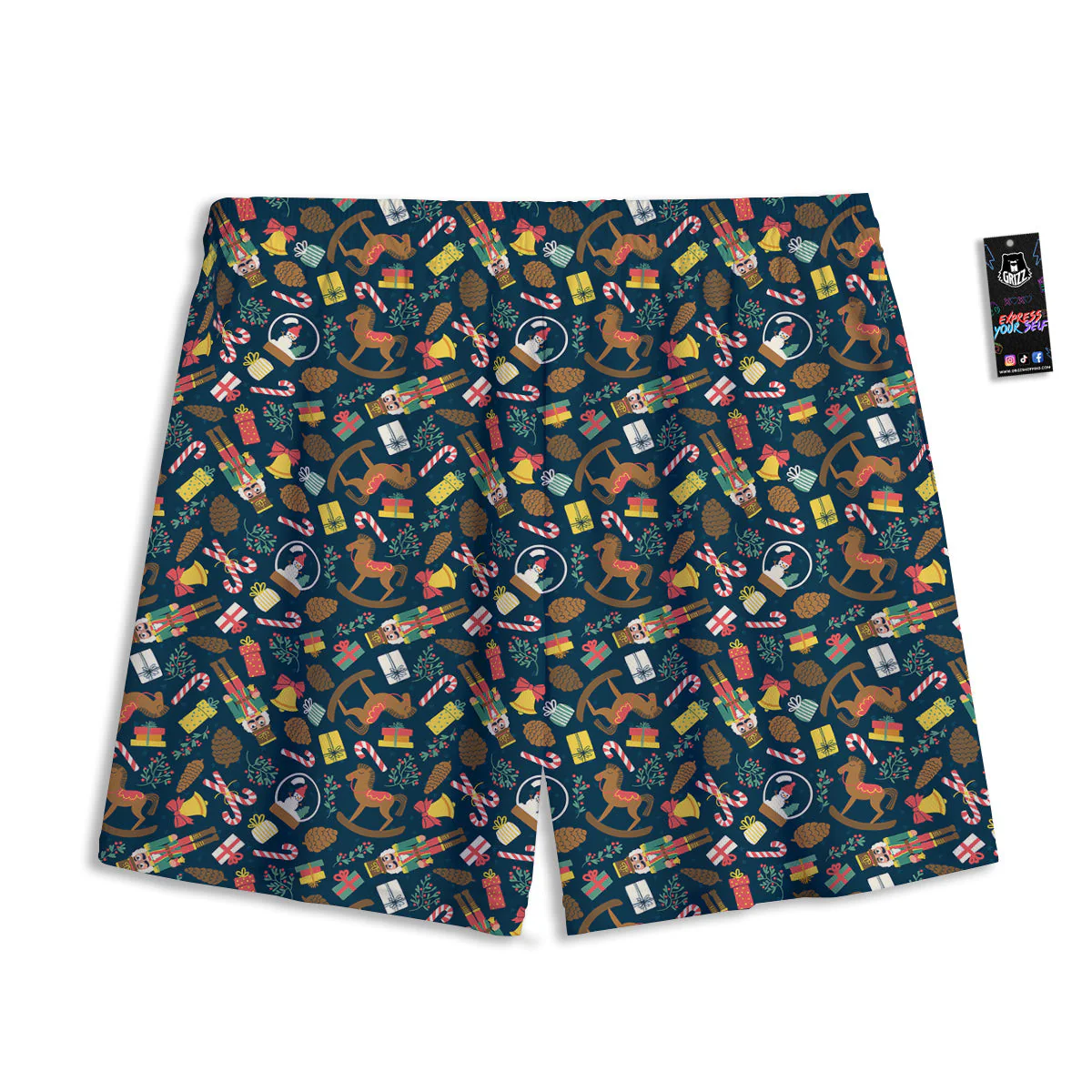 Decorations Christmas Print Pattern Mesh Shorts - Image 2